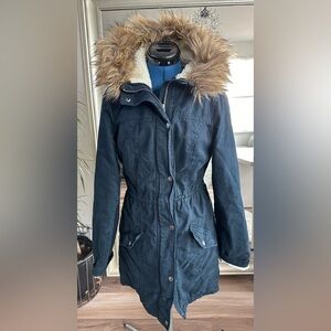 Vintage HOLLISTER Faux Fur Hoodie Lined Sherpa Parka Jacket